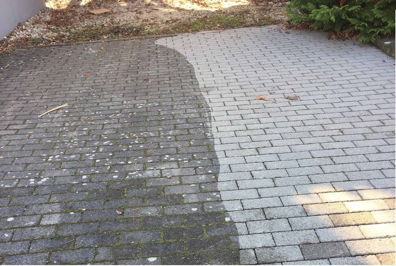 Gewerbeparkplatz nach Reinigung