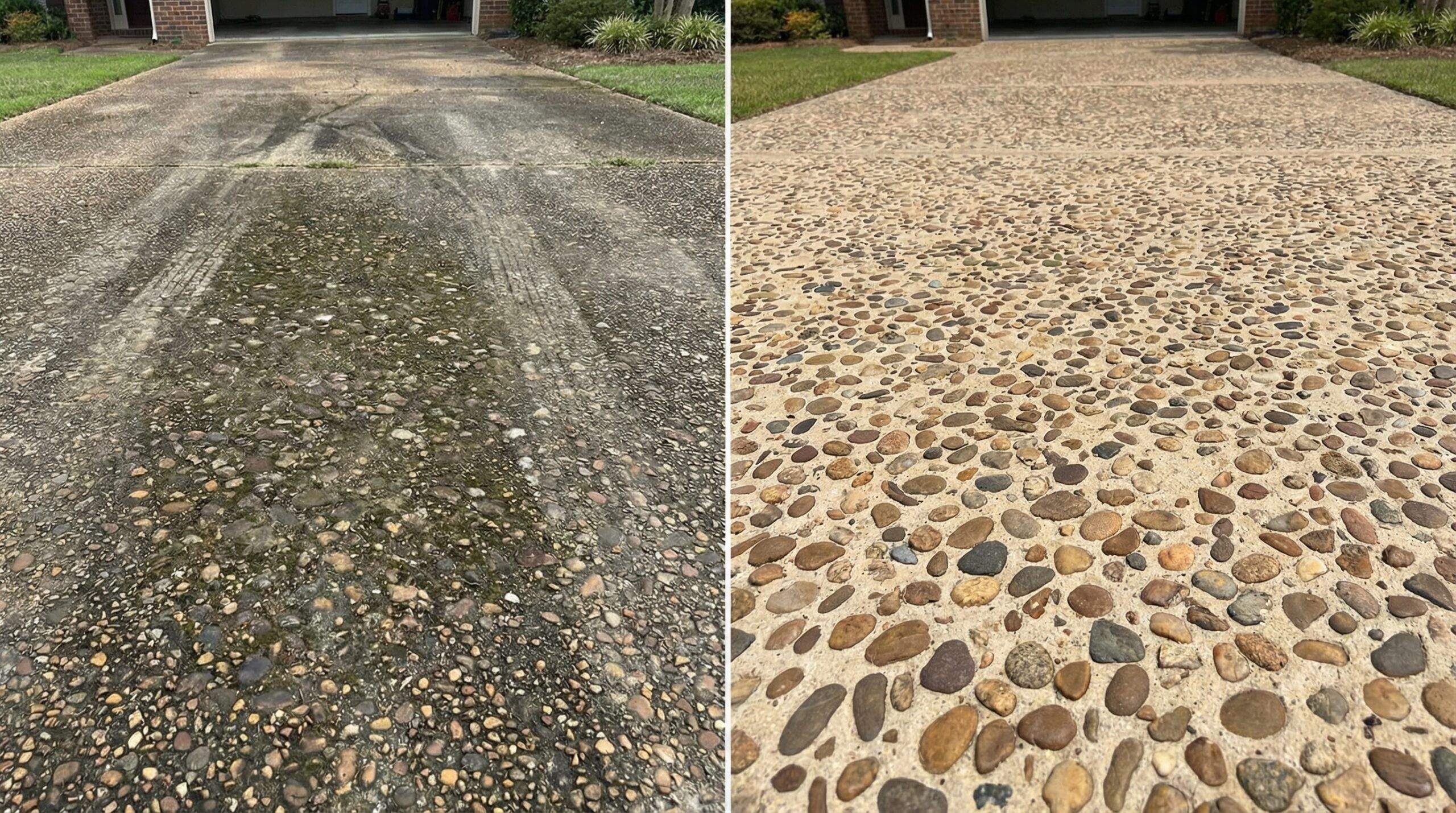 Einfahrt – Vorher/Nachher Steinreinigung