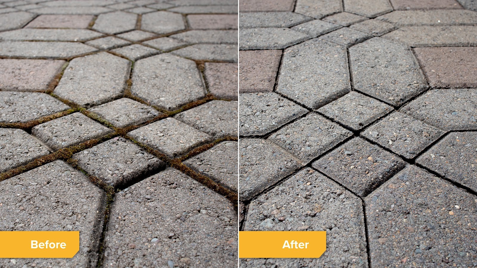 Innenhof-Pflastersteine gereinigt