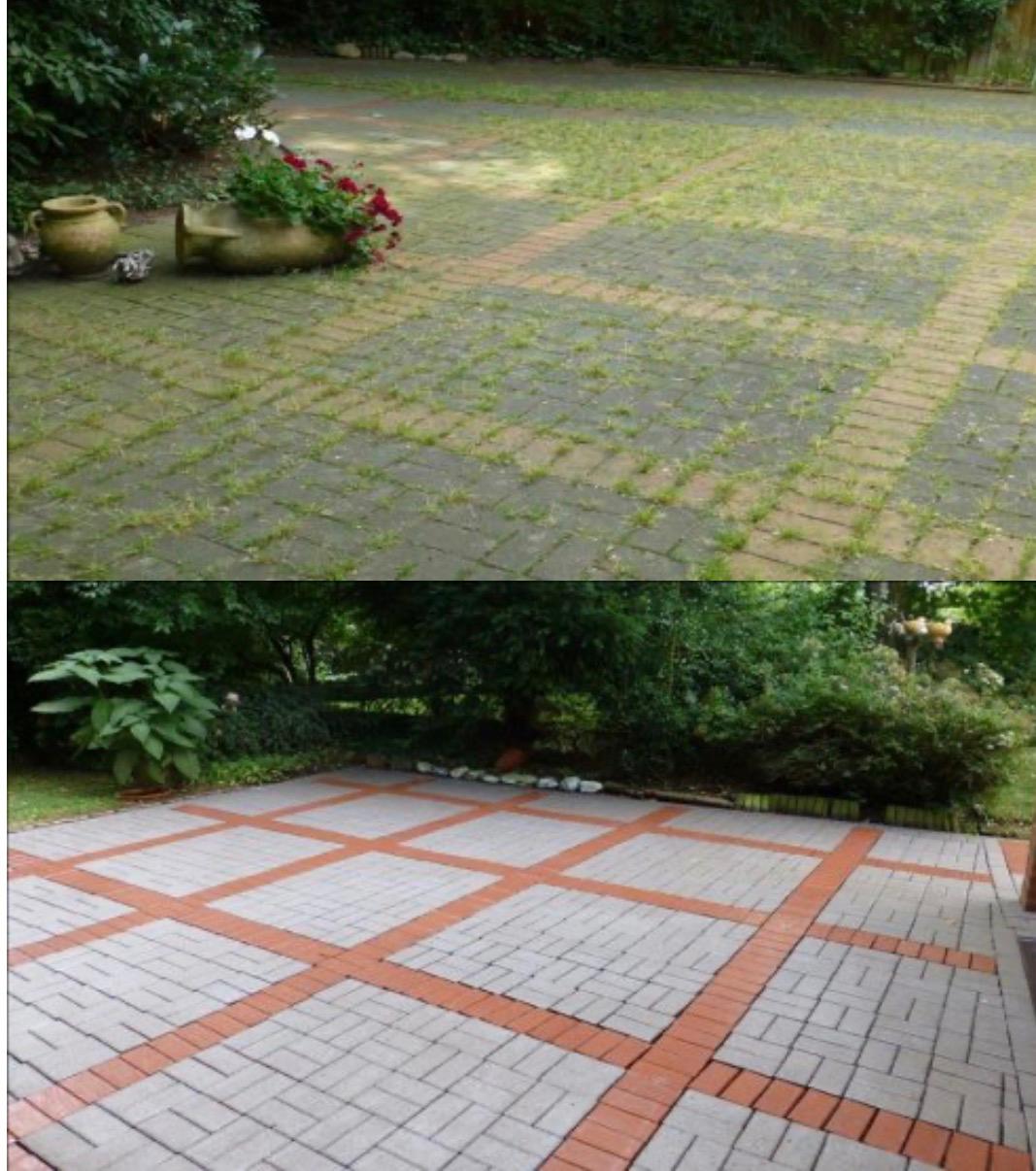 Gartenterrasse Vorher/Nachher – Unkrautentfernung