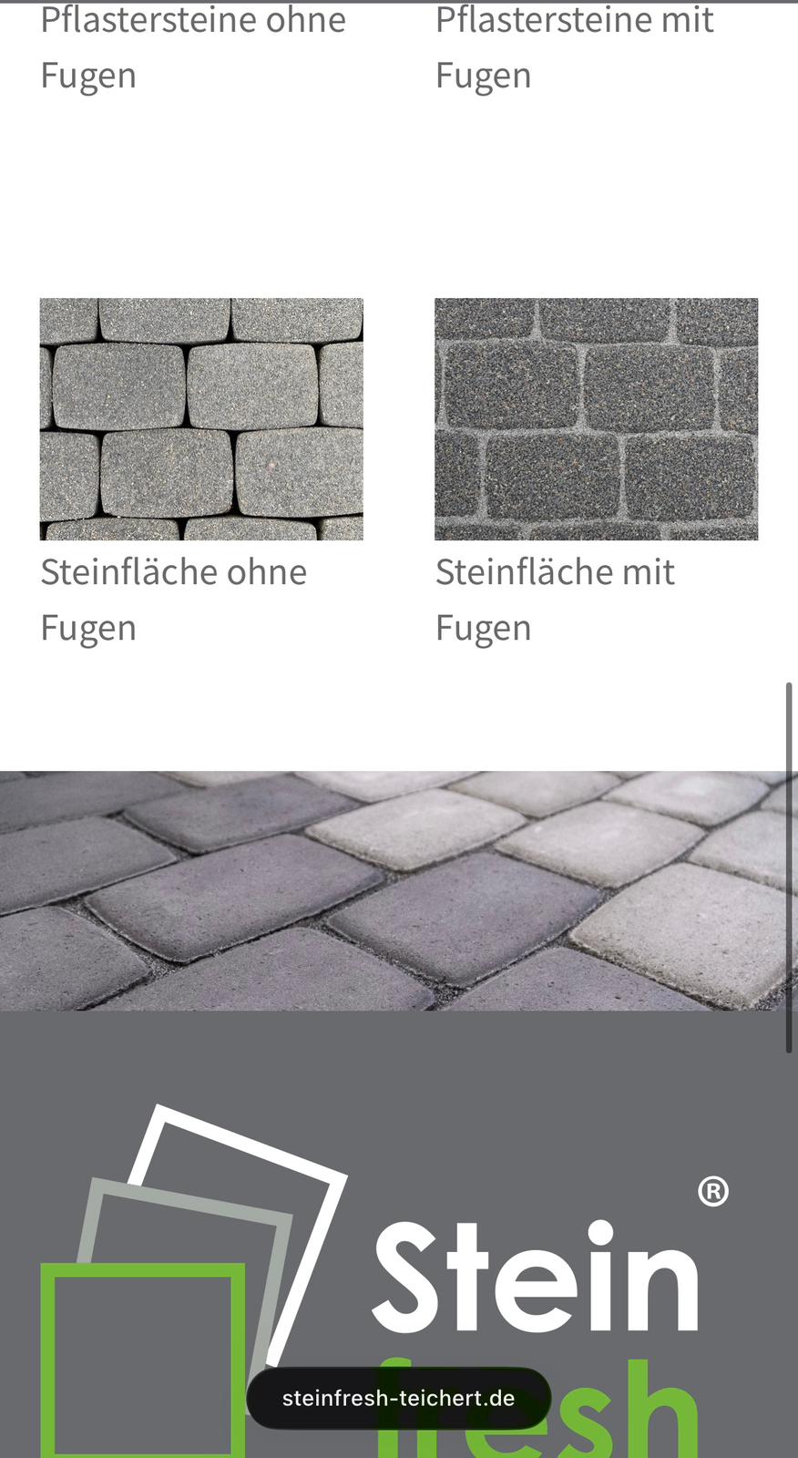 Steinfläche ohne und mit Fugen